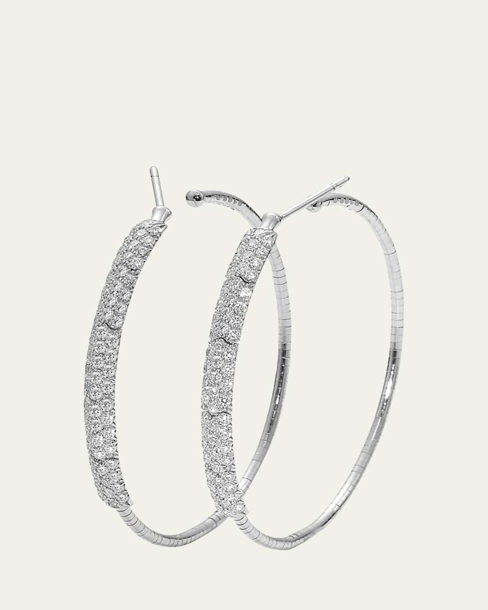 18K White Gold and Titanium 122 Natural Diamond Hoop Earrings
